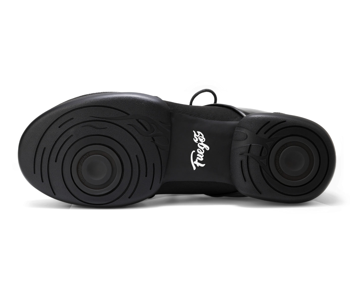 Die Fuego Dance Sneakers Split Sole x Derek Hough verfügen über kreisförmige Laufflächen, perfekt für vom Ballsaal inspirierte Stile.